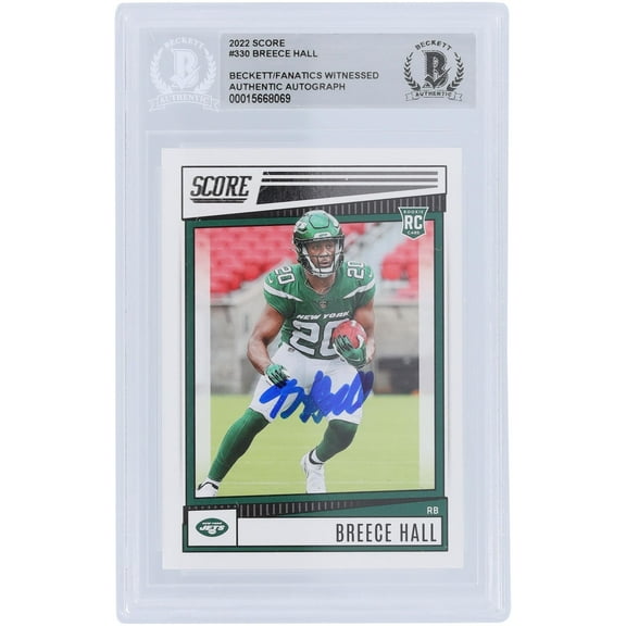 Breece Hall New York Jets Autographed 2022 Panini Score #330 Beckett Fanatics Witnessed Authenticated Rookie Card - Fanatics Authentic Certified