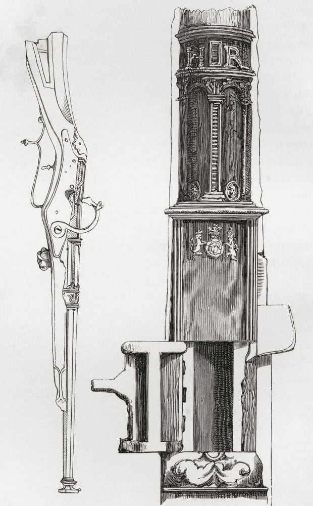 A Breech Loading Harquebus With Moveable Chamber Dating From 1537 From The British Army Its Origins Progress And Equipment Published 1868 Canvas Art - Ken Welsh Design Pics (22 x 36)