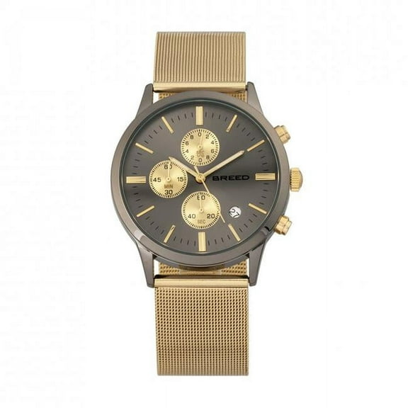 Breed BRD7603 Espinosa Chronograph Mesh-Bracelet Watch with Date - Gold & Gunmetal