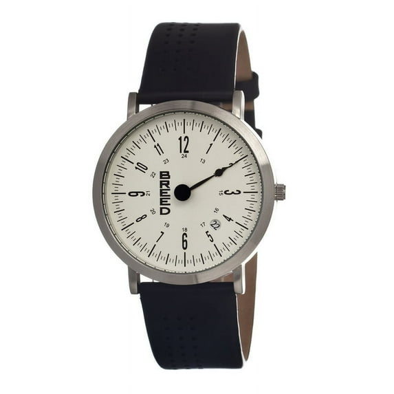 Breed Kimble One-Hand Leather-Band Men'S Watch - Silver