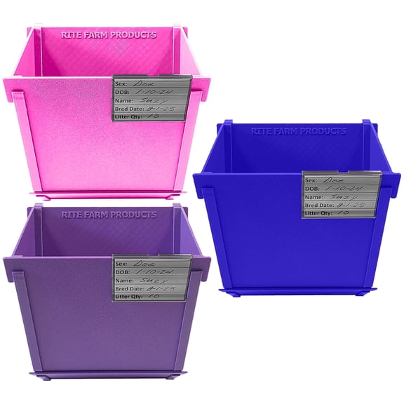 Breeding Trio Texas USA Made 6-Inch Cage Hanging Rabbit Feeders with ID Tags for Rabbit Pellet Feed with Sifter Bases