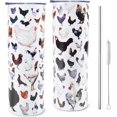 thumbnail image 1 of Breeds of Chicken Tumbler with Lid and Straw, Chicken Gifts for Chicken Lovers, Rooster Cup, 20 oz Chicken Skinny Tumblers Christmas Birthday Gifts,Travel Mugs Insulated for Hot and Cold Drink, 1 of 5