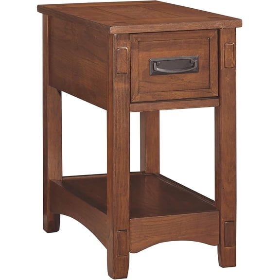 Breegin New Traditional Wooden Chair Side End Table with 1 Drawer and Fixed Shelf, Brown