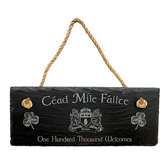 Breen Irish Coat of Arms Slate Plaque Blessing - Cad Mle Filte
