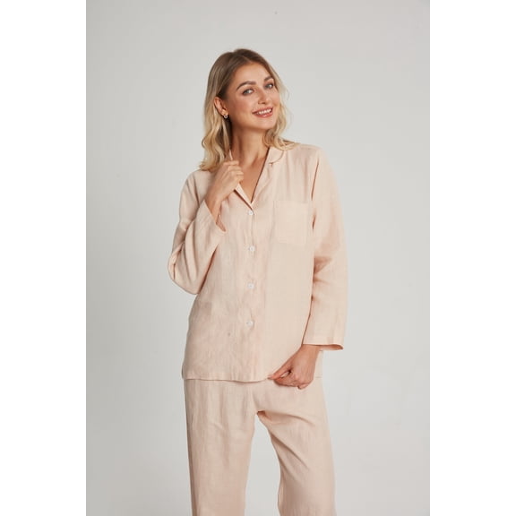 Breevar Women's Hemp Pajama Set, Long Sleeve Top & Pants, Sleepwear