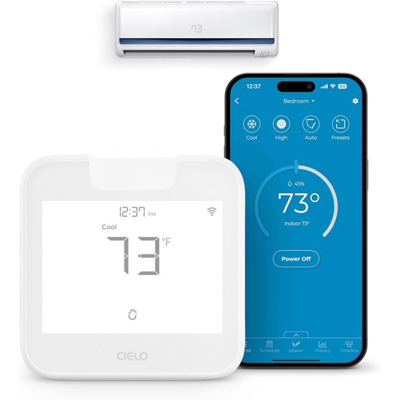 Breez Max | ENERGY STAR CERTIFIED Smart AC Controller | WiFi Thermostat for Mini-Split, Window, Portable ACs/Heat Pumps | AI-Based Tech | Free App, No Subscriptions | Alexa, Google, IFTTT etc. White