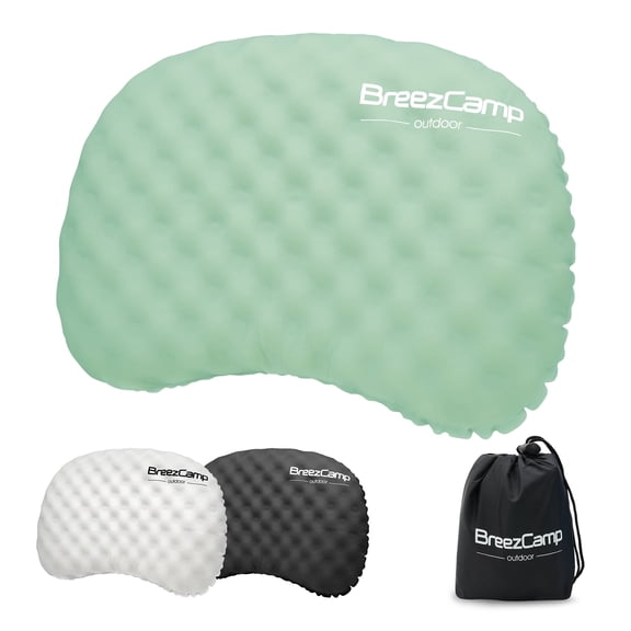 BreezCamp Portable Inflatable Pillow for Travel, Home & Daily Comfort | Ultralight Air Pillow for Hotels, Camping, Flights, Car Trips | Compact Neck Support