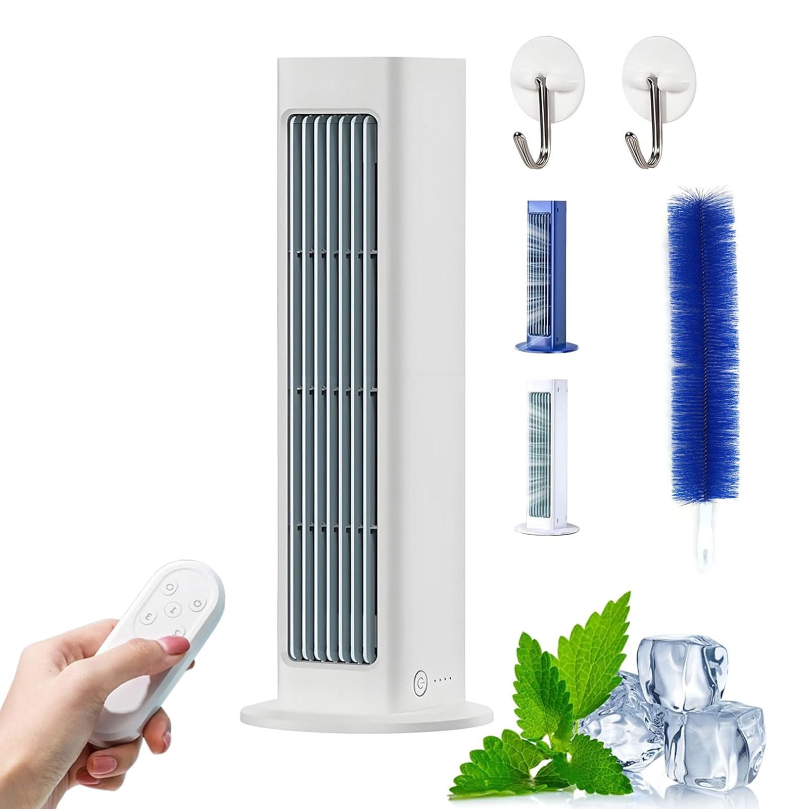 Breezamax - Mini Aire Acondicionado Portátil - Enfría Al Instante, Opción Enchufable O Recargable, Silencioso Y Bajo Consumo - Blanco
