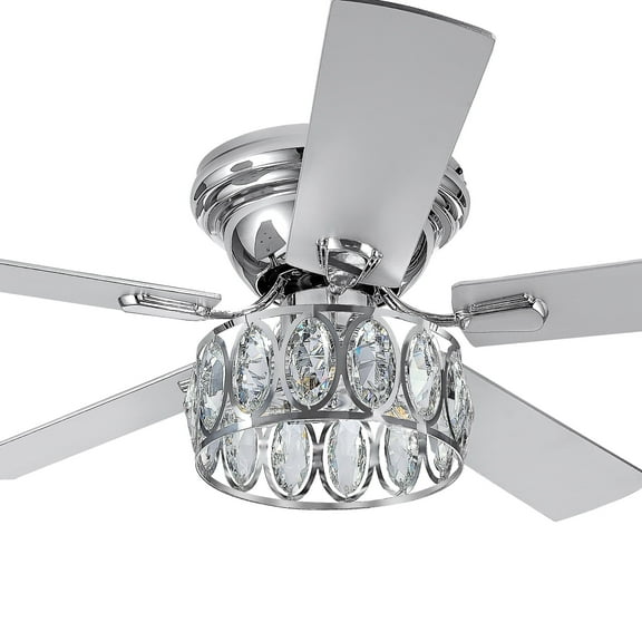 Breezary 52" Flush Mount 5-Blade Ceiling Fan with Light Kit and Remote Chrome