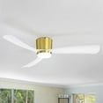 thumbnail image 1 of Breezary 52 Inch Black/White Flush Mount LED Ceiling Fan with Lights Remote(3-Blade) GoldWhite, 1 of 5