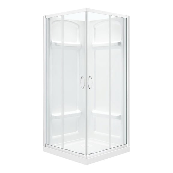 Breeze 36 x 36 x 73 in. Square Corner Shower Kit in Chrome Door Walls Pan