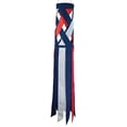 thumbnail image 1 of In the Breeze 5217 — Red, White & Blue Diagonal Weave 40" Windsock — Patriotic Lattice Windsock with Color-Coordinated Tails, Fourth of July Decoration, 1 of 7
