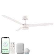 Breeze 52in 3-Blade Smart Ceiling Fan in Matte White Works With iOS or Android App