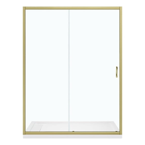 Breeze 60 x 32 x 72.83 in. Sraight Alcove Shower Kit in Gold with Door and Pan