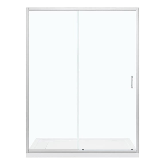Breeze 60 x 32 x 72.83 in. Sraight Alcove Shower Kit in Nickel with Door and Pan