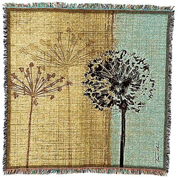 in The Breeze Blanket by Tandi Venter -Gift Garden Floral Leaf Lap Square Tapestry Throw Woven from Cotton - Made in The USA (54x54)$$Home Decor, Kitchen, & Other