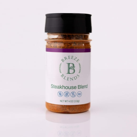 Breeze Blends Steakhouse Seasoning Blend -- Course Sea Salt/Minced Garlic/Course Pepper -- Steaks, Burgers, Ribs