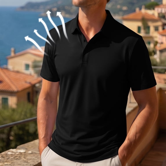 Breeze Capri Polo Shirt for Men Beer Belly Wearbreeze Short Sleeve Collared Textured Casual Golf Shirt