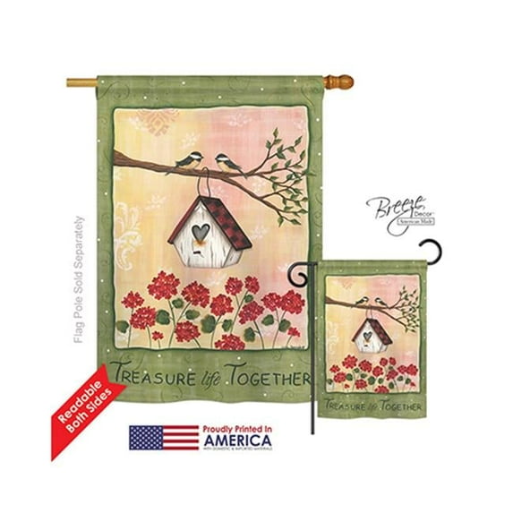 Breeze Decor 00045 Welcome Treasure Life Together 2-Sided Vertical Impression House Flag - 28 x 40 in.
