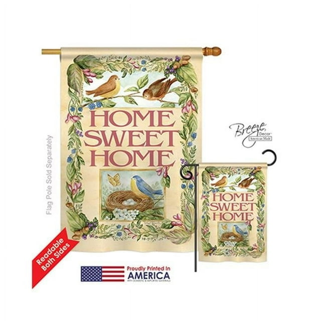 Breeze Decor 00048 Welcome BirdsSPringtime 2-Sided Vertical Impression House Flag - 28 x 40 in.