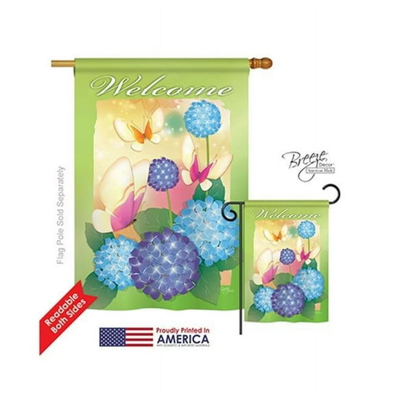 Breeze Decor 04065 Welcome Butterflies 2-Sided Vertical Impression House Flag - 28 x 40 in.