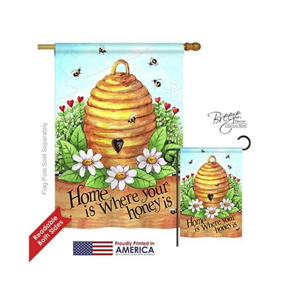 Breeze Decor 04083 Bee Hive Home 2-Sided Vertical Impression House Flag - 28 x 40 in.