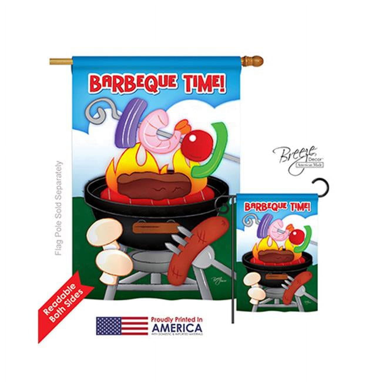 Summer Barbeque Time White Polyester Garden Flag 28" x 40"