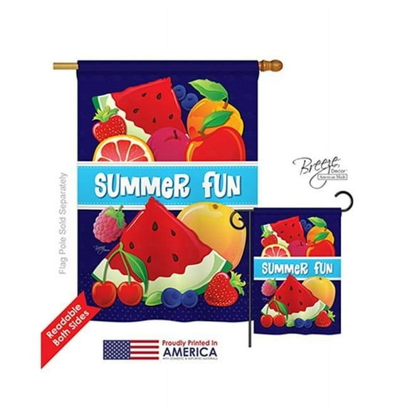 Breeze Decor 06061 Summer Summer Fun 2-Sided Vertical Impression House Flag - 28 x 40 in.