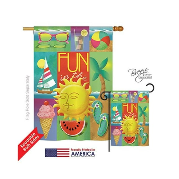 Breeze Decor 06065 Summer Summer Collage 2-Sided Vertical Impression House Flag - 28 x 40 in.