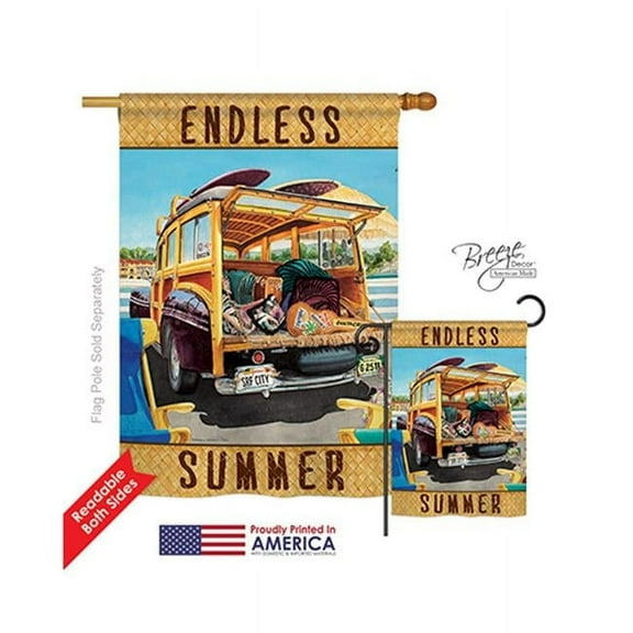 Breeze Decor 06073 Summer Surfer Girl 2-Sided Vertical Impression House Flag - 28 x 40 in.