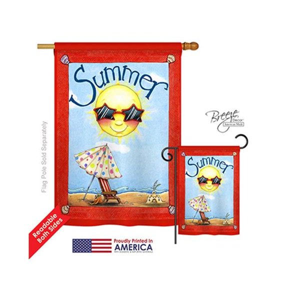 Breeze Decor 06074 Summer Fun in Summer 2-Sided Vertical Impression House Flag - 28 x 40 in.