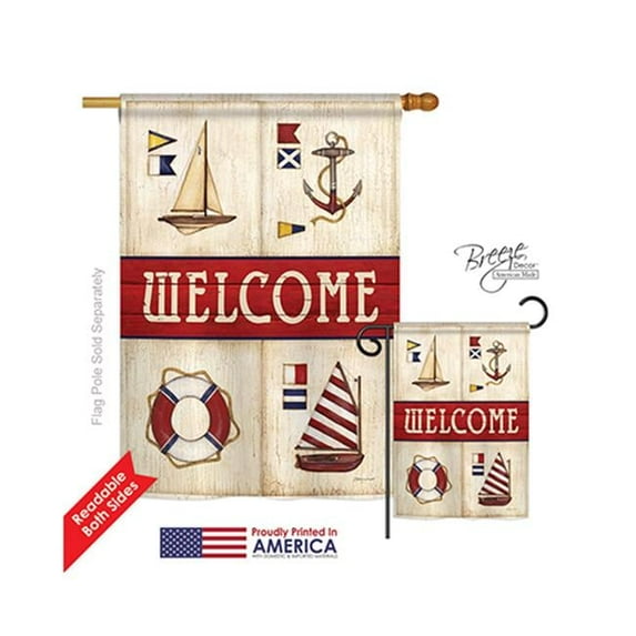 Breeze Decor 07003 Beach & Nautical Sailing Collage 2-Sided Vertical Impression House Flag - 28 x 40 in.