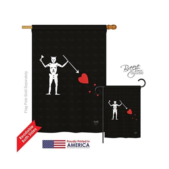 Breeze Decor 07034 Pirate Blackbeards 2-Sided Vertical Impression House Flag - 28 x 40 in.