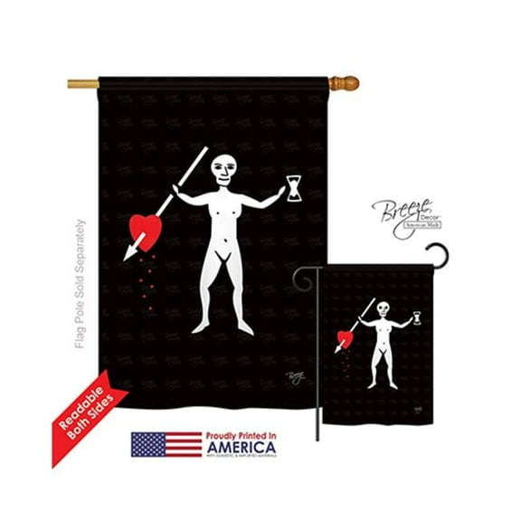 Breeze Decor 07044 Pirate John Phillips 2-Sided Vertical Impression House Flag - 28 x 40 in.