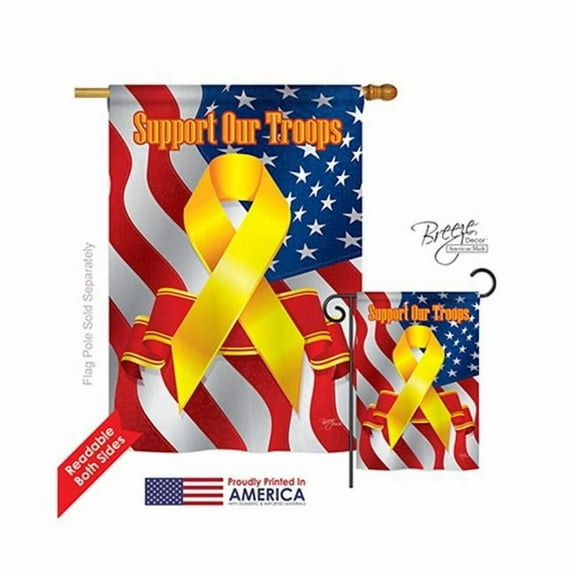 Breeze Decor 08059 Military Support Our Troops 2-Sided Vertical Impression House Flag - 28 x 40 in.