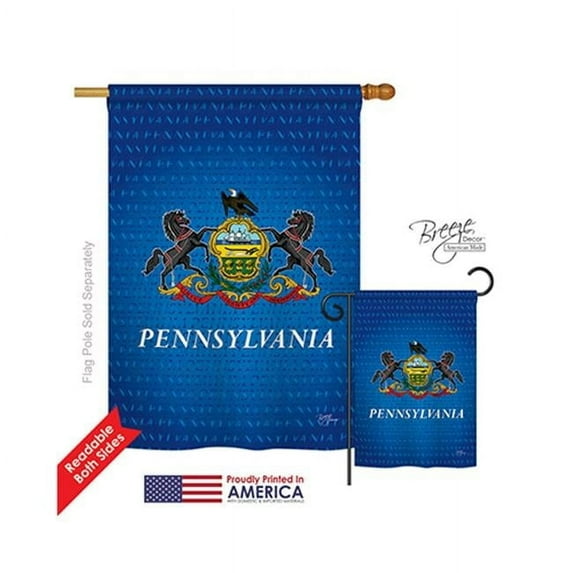 Breeze Decor 08081 States Pennsylvania 2-Sided Vertical Impression House Flag - 28 x 40 in.