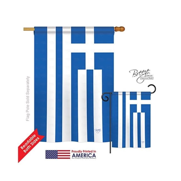 Breeze Decor 08095 Greece 2-Sided Vertical Impression House Flag - 28 x 40 in.