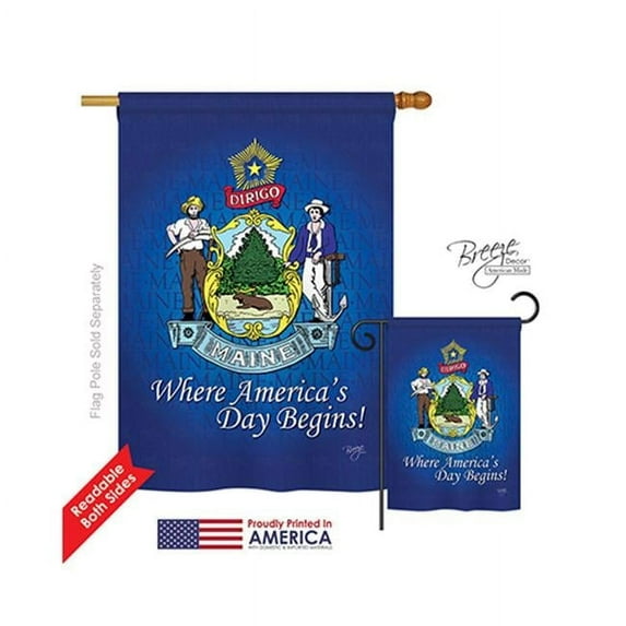 Breeze Decor 08133 States Maine 2-Sided Vertical Impression House Flag - 28 x 40 in.