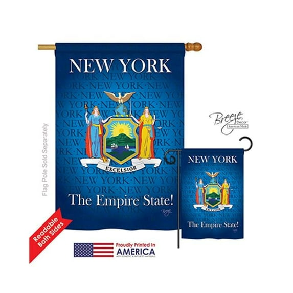 Breeze Decor 08147 States New York 2-Sided Vertical Impression House Flag - 28 x 40 in.