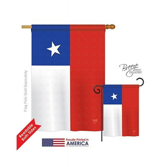 Breeze Decor 08154 Chile 2-Sided Vertical Impression House Flag - 28 x 40 in.