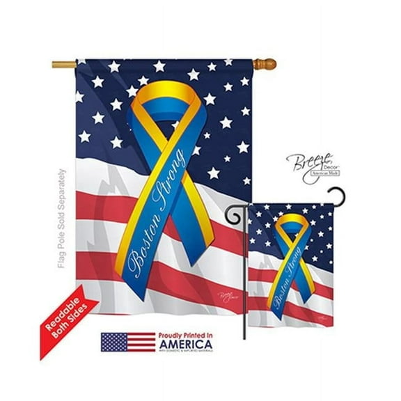 Breeze Decor 08159 Boston Strong 2-Sided Vertical Impression House Flag - 28 x 40 in.