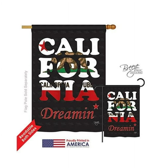 Breeze Decor 08176 States California Dreamin 2-Sided Vertical Impression House Flag - 28 x 40 in.