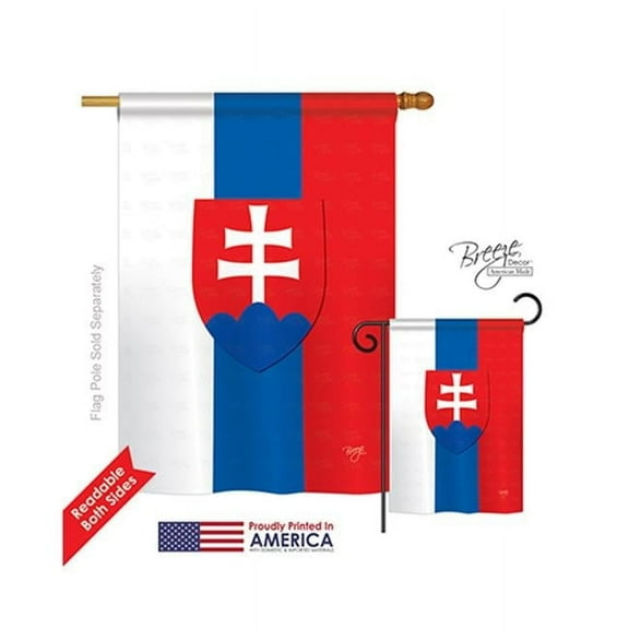 Breeze Decor 08197 Slovakia 2-Sided Vertical Impression House Flag - 28 x 40 in.
