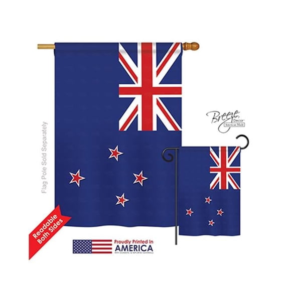 Breeze Decor 08207 New Zealand 2-Sided Vertical Impression House Flag 28 x 40 in.