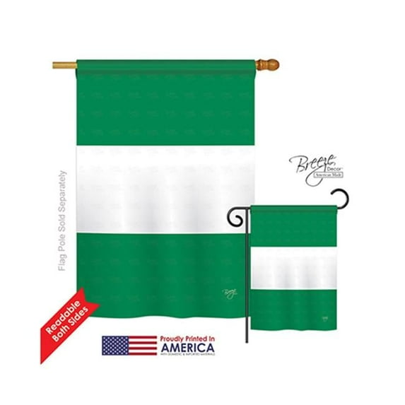 Breeze Decor 08219 Nigeria 2-Sided Vertical Impression House Flag - 28 x 40 in.