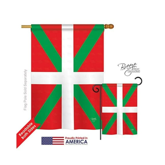 Breeze Decor 08234 Basque 2-Sided Vertical Impression House Flag - 28 x 40 in.