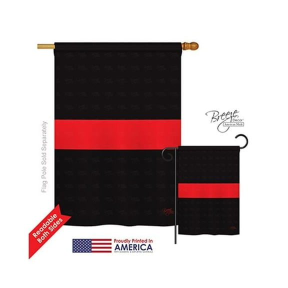 Breeze Decor 08241 Military Red Stripe 2-Sided Vertical Impression House Flag - 28 x 40 in.