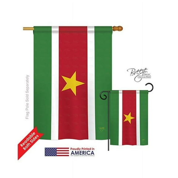 Breeze Decor 08253 Suriname 2-Sided Vertical Impression House Flag - 28 x 40 in.