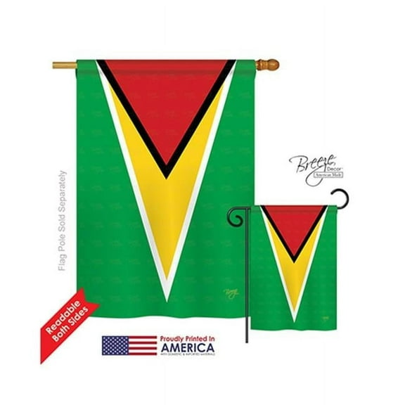 Breeze Decor 08254 Guyana 2-Sided Vertical Impression House Flag - 28 x 40 in.