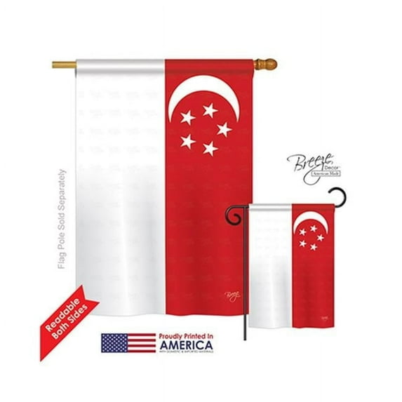 Breeze Decor 08258 Singapore 2-Sided Vertical Impression House Flag - 28 x 40 in.